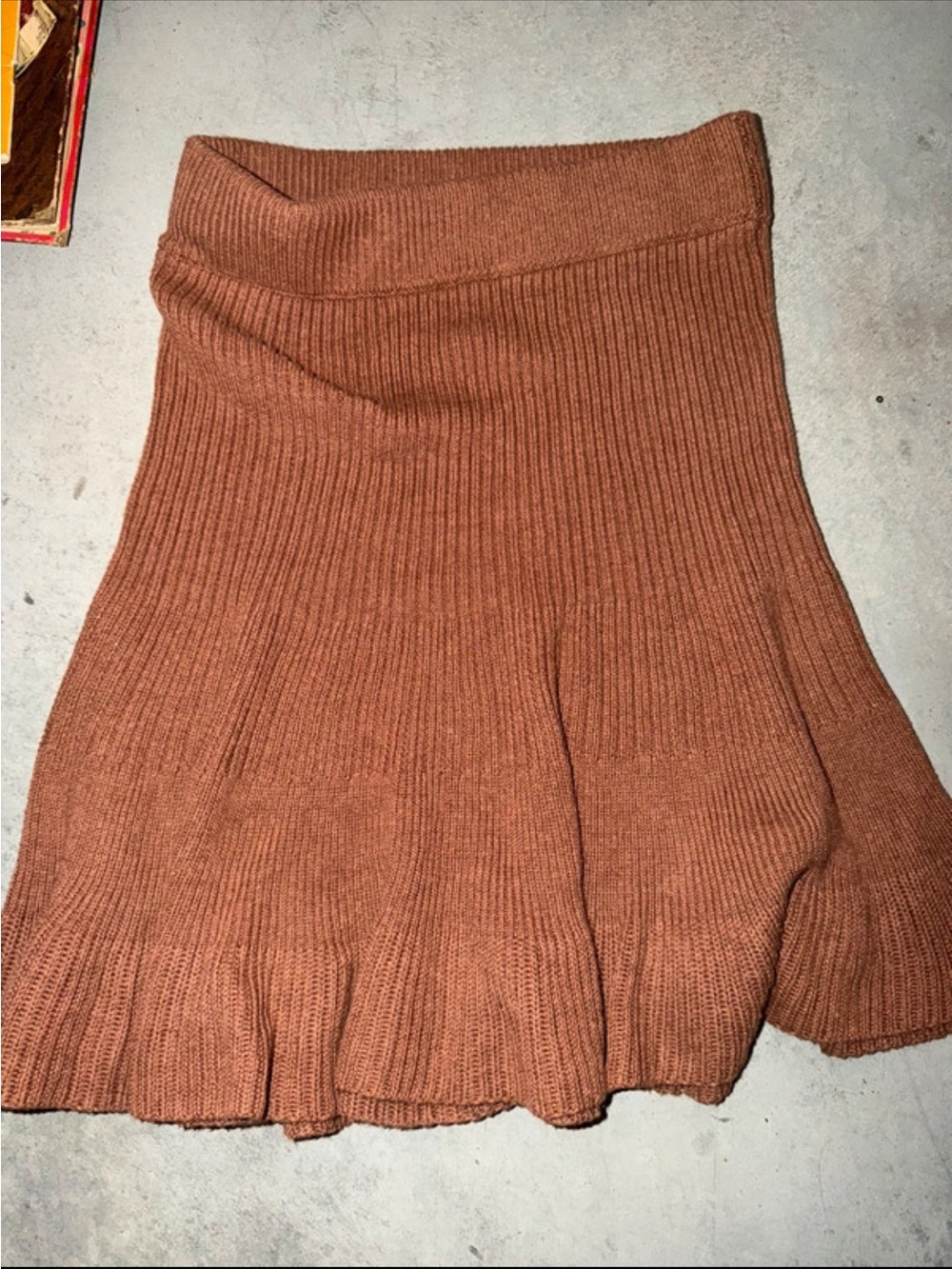 Free People Ribbed Knit Circle Skirt - Rust Brown
